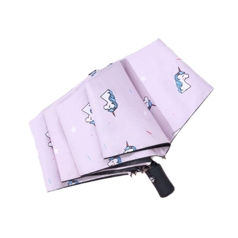 雨伞女晴雨两用全自动折叠太阳伞便携防晒防紫外线大号ins遮阳伞 北极白色自动独角兽