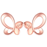 佰色传情18K金耳饰女简约彩金耳钉蝴蝶Au750玫瑰金耳环送女友送闺蜜生日情人节礼物