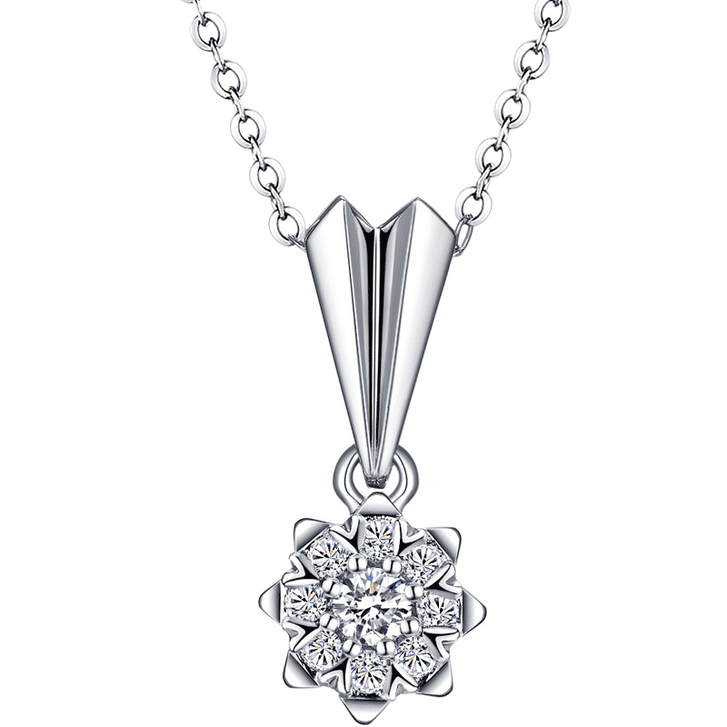 梦金园 18K金钻石吊坠 金750K白璀璨群镶挂坠女款