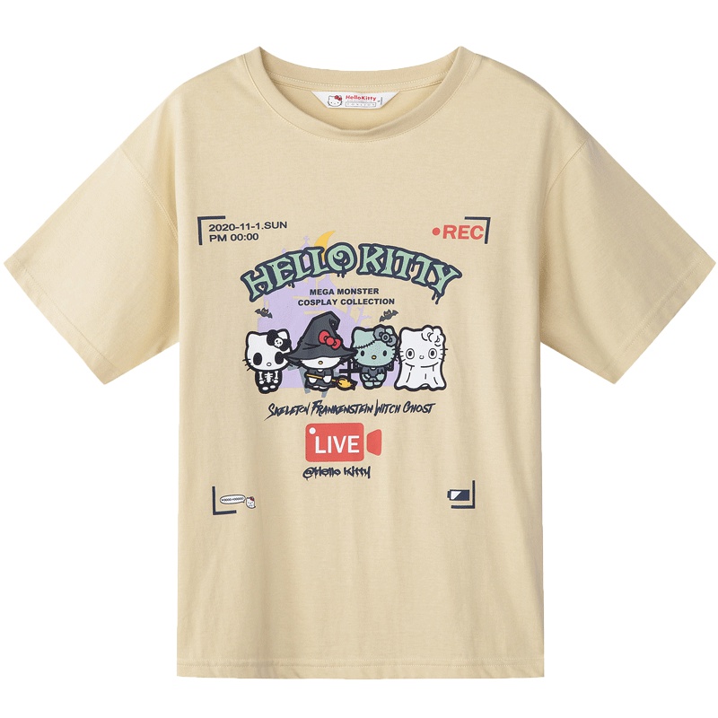 唐狮2019夏装新款T恤女韩版宽松短袖T恤女纯棉卡通图案半袖上衣