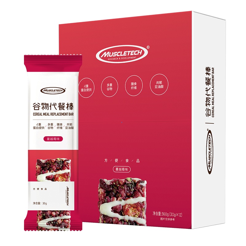 肌肉科技(MUSCLETECH)苏宁自营谷物代餐棒乳清蛋白饱腹能量棒共12支