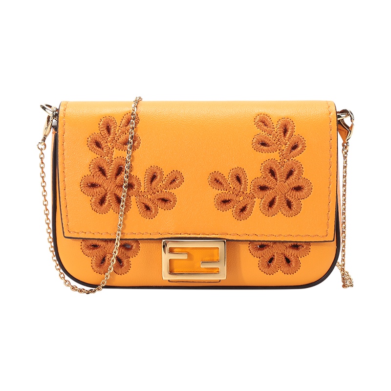 FENDI 女士 BAGUETTE系列皮革/织物吊饰挂饰单肩斜挎包7AR844 AFCS