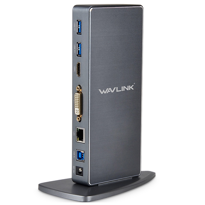 睿因(Wavlink)WL-UG39DK7 USB3.0转DVI/VGA/HDMI转换器 千兆网口多功能type-c扩展