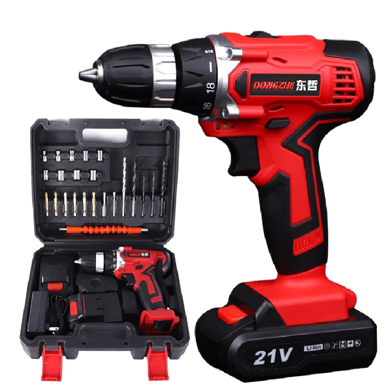 德力西锂电充电式家用多功能手电钻2电1充12V