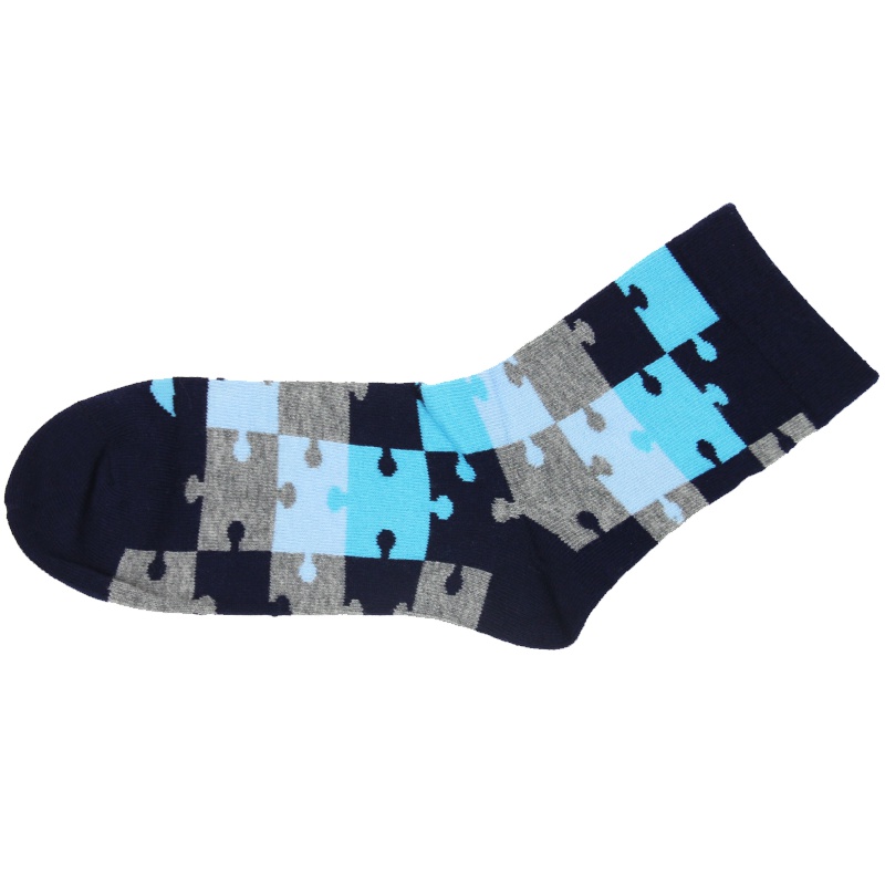 李宁男子拼图蓝运动中袜