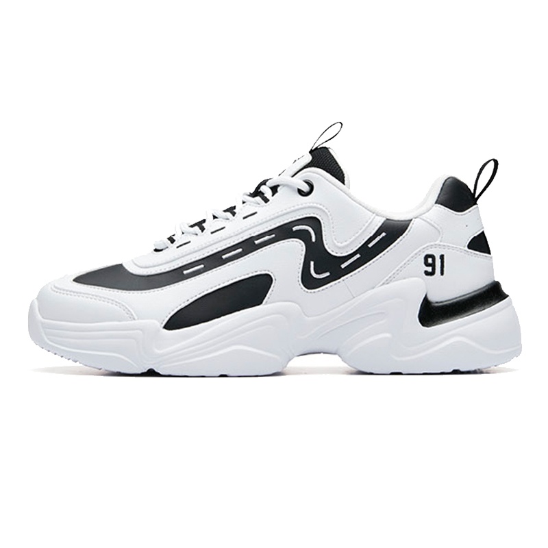 安踏男鞋运动鞋2021春秋季新款正品韩版黑白色鞋子休闲鞋老爹鞋男