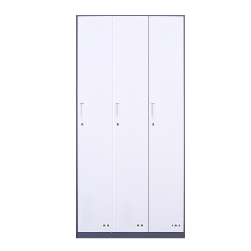 苏美特更衣柜员工柜储物柜铁皮柜存包柜鞋柜碗柜灰白拆装三门更衣柜