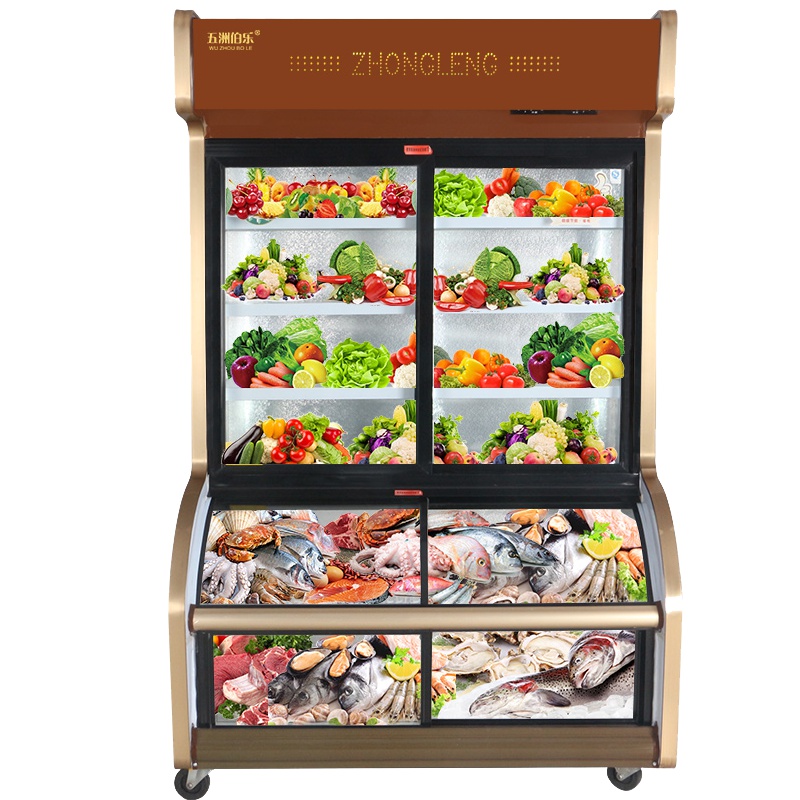 五洲伯乐(WUZHOUBOLE)ST-1200 1.2米点菜柜 商用展示柜冷藏冰柜 蔬菜水果保鲜柜麻辣烫柜 立式双温冷柜