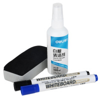 得力(deli)白板清洁套装可擦易写 白板擦白板清洁剂白板笔 白板配件清洁组合套装7839