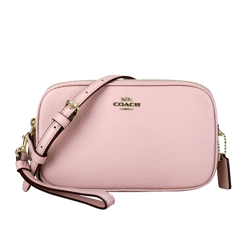 COACH 蔻驰 奢侈品 女士专柜款粉色皮质单肩斜挎包