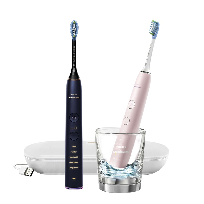 飞利浦(Philips)电动牙刷情侣款 成人声波震动式牙刷 新年礼物拍立得礼盒 充电式蓝牙版情人节礼物HX9924黑+粉