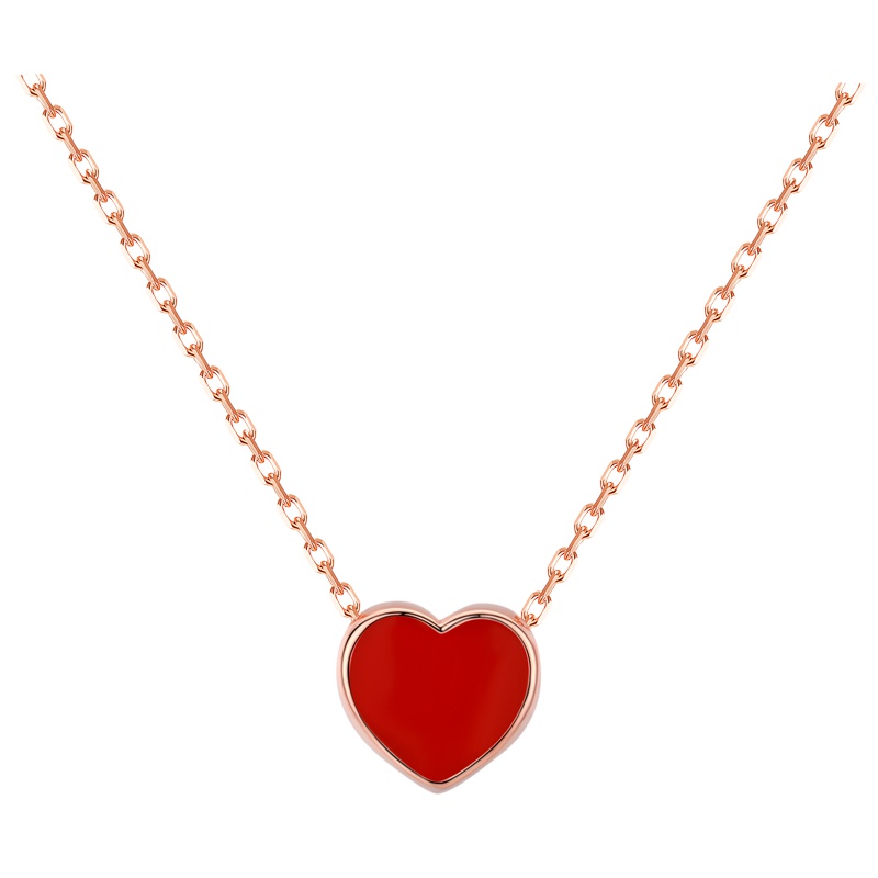 佰色传情(BRIR)小红心变色项链女ins潮网红纯银简约气质锁骨链