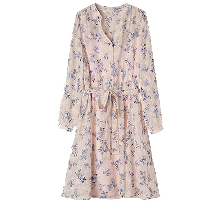 La Babite雪纺连衣裙子两件套v领碎花a字短裙女套装夏60007363