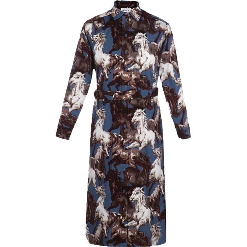 KENZO 高田贤三 女士 棉质中长款衬衫连衣裙 FA6 2RO017 9PF