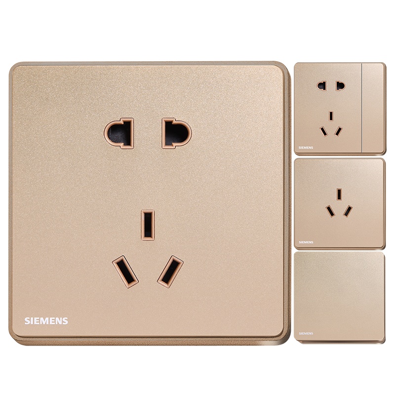 苏宁自营旗舰店西门子(SIEMENS)开关插座面板睿致玫瑰金86型五孔USB空调16A 电源插座