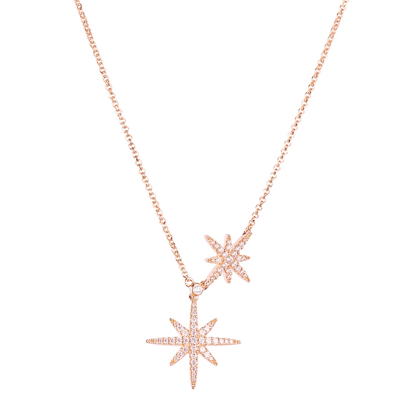 [直营]apm MONACO双流星六芒星925银镶晶钻女士项链锁骨链送恋人RC3351OX