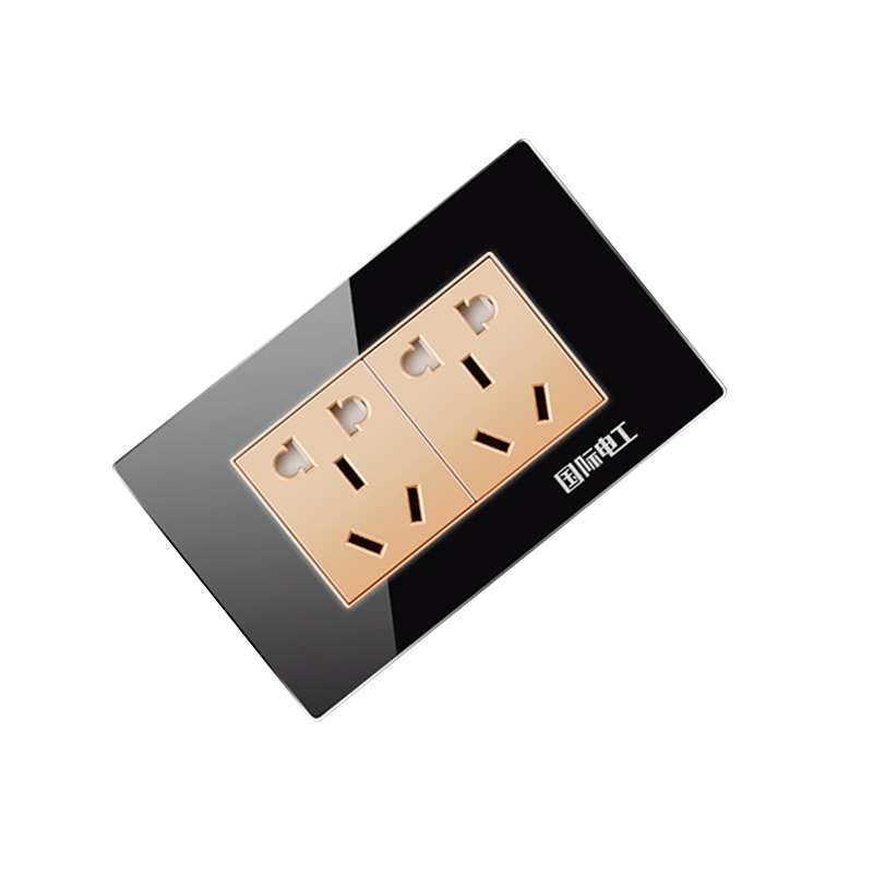 国际电工【水晶镜面】118型开关插座面板9九孔15多孔五孔墙壁组合家用三位 三位电视电话五孔