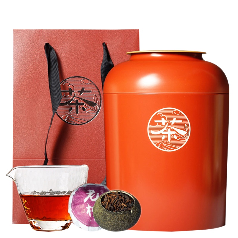 新会老树小青柑普洱茶熟茶500g 茶叶铁罐礼盒装散装半生晒青皮陈皮柑普茶云南普洱熟茶