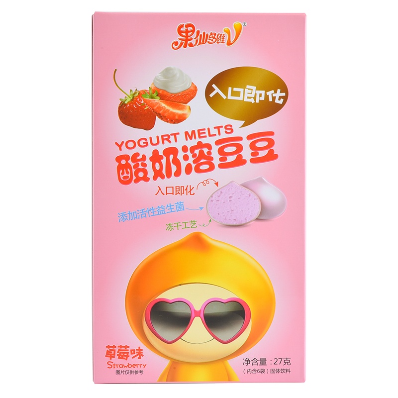 果仙多维V 儿童零食儿童酸奶溶豆奶豆小馒头酸奶溶豆豆草莓味27g