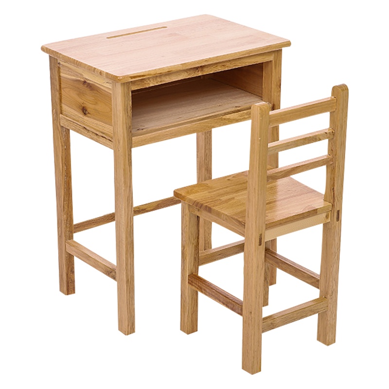 质凡实木课桌椅学生课桌学习桌单人课桌椅培训班桌椅学校教室桌椅定制