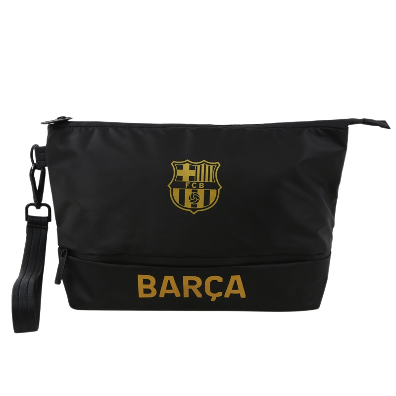 巴萨巴塞罗那足球俱乐部FCB正品时尚男女士多功能休闲包收纳文具运动户外训练商旅旅行手拿钱包（黑）