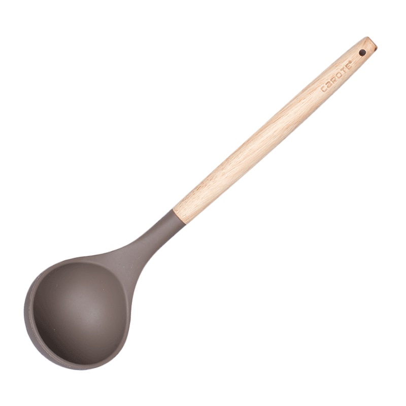 Carote硅胶铲子不粘锅专用炒菜铲厨房汤勺硅胶锅铲 灰色木柄汤勺