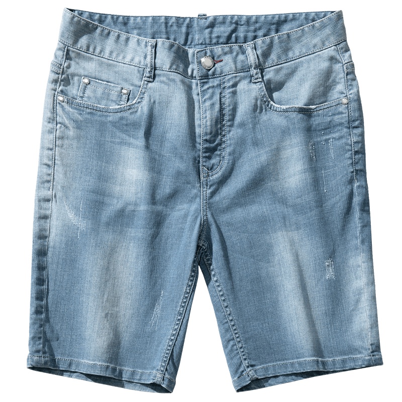 千纸鹤男装裤子2019新款时尚休闲猫须牛仔裤男宽松五分裤80131