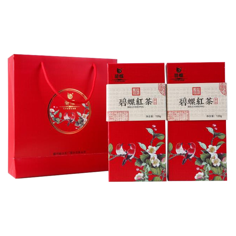 花开富贵碧螺红茶一级纸盒礼盒装120克