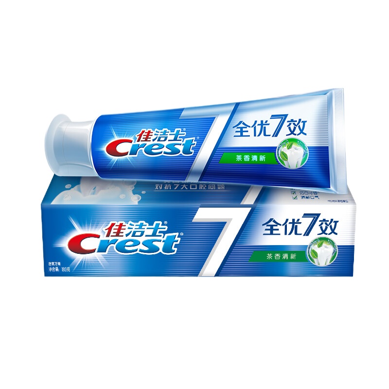 佳洁士(Crest)全优7效 茶香清新 深洁去口气牙膏 180克(新老包装随机发货)