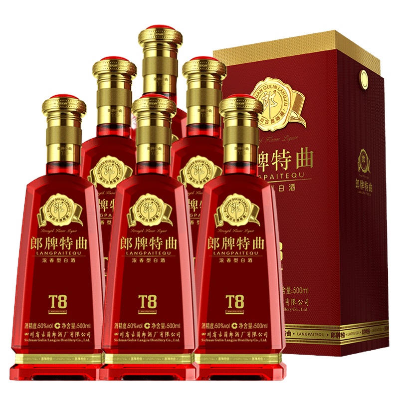 [婚宴用酒]郎酒郎牌特曲T8 50度浓酱兼香型白酒500ml整箱装 喜酒