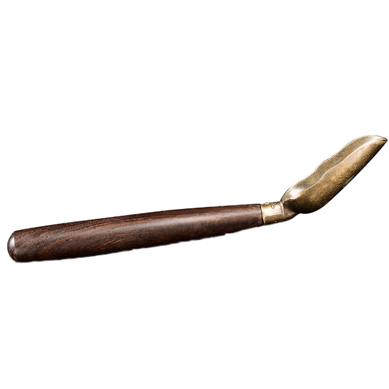 C&C茶道六君子配件功夫茶具零配黑檀木手柄铜制茶勺茶勺子茶铲茶匙 黑檀木柄佛手茶勺