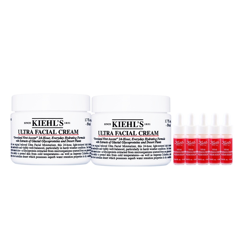 【国内专柜】科颜氏高保湿面霜50ml双支装 赠：玻尿酸精华（元气弹）4ml*5 （精美礼盒 补水保湿）