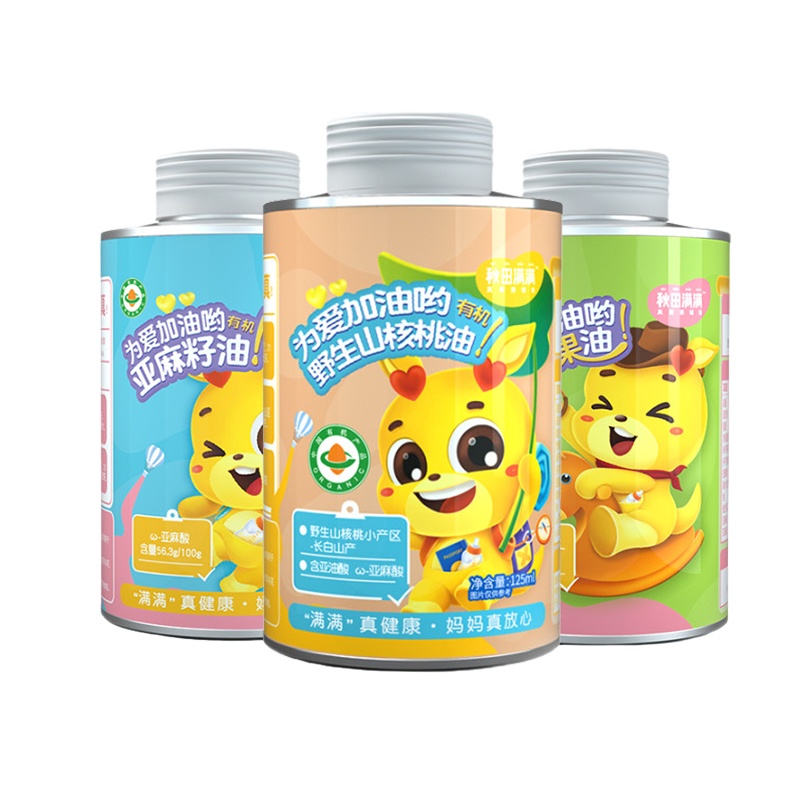 秋田满满 有机山核桃油125ml 儿童营养食用油凉拌油宝宝油辅食油_享婴幼儿辅食食谱 (有效期至2022年12月)