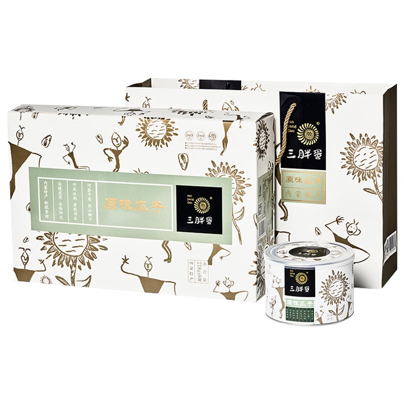 三胖蛋 原味瓜子218g*6罐/礼盒装 内蒙特产坚果干果炒货休闲零食原味大葵花籽