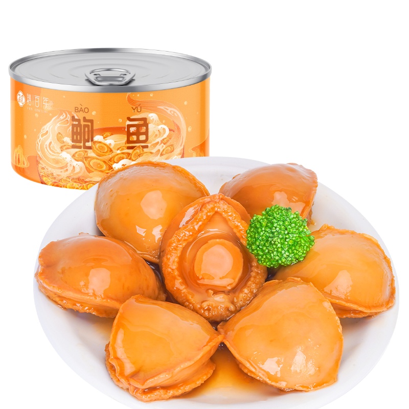 裕百年 即食鲍鱼罐头160克 熬制鲍鱼汁海鲜水产熟食港式红烧鲍鱼干货海味