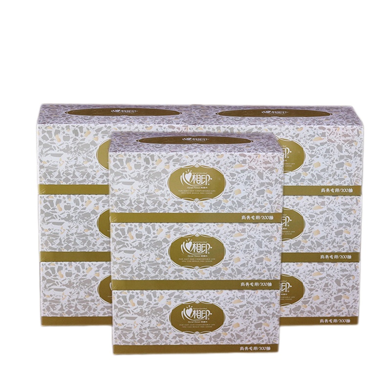 心相印(Mind Act Upon Mind) 茶语系列硬盒纸抽 H200 200抽/盒 3盒/包 12包/箱 一箱装