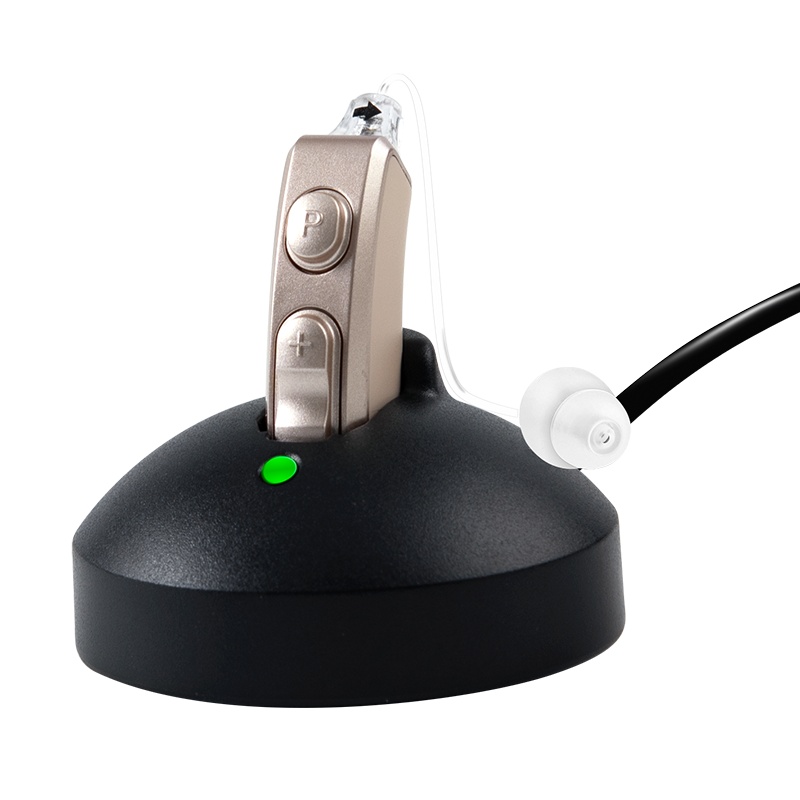 锦好助听器JH-D55老人专用耳聋耳背老年气导耳背式耳蜗式正品充电年轻人 双充电电池