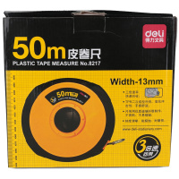 得力8217 皮卷尺50米测量工具玻璃纤维建筑工程户外作业用皮卷尺工具