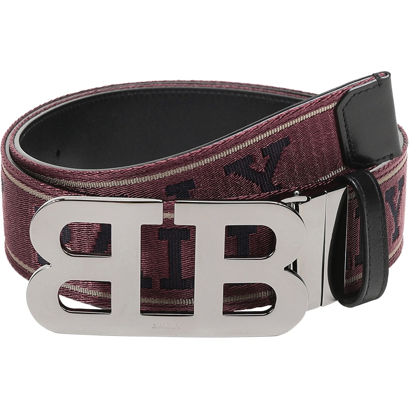 BALLY 巴利 男士 织物配皮板扣式双面皮带腰带 MIRROR B 40 M S