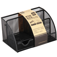 得力(deli) 9200 金属网纹笔筒 黑色