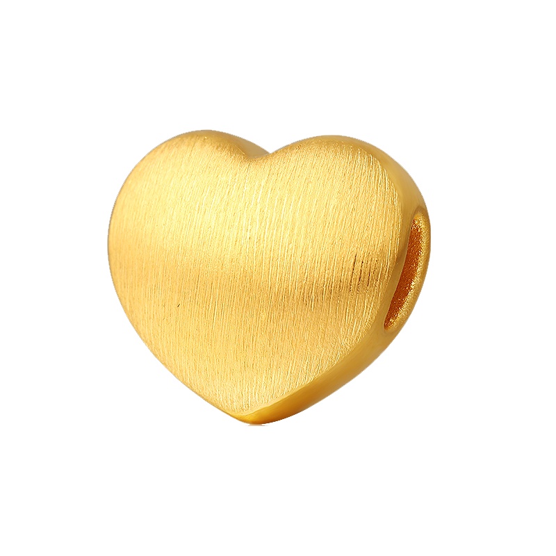 手拉手(Slaso) 黄金吊坠女士 爱心吊坠心形吊坠 3D硬金心心吊坠项链足金999 七夕情人节礼物送女友 定价送恋人