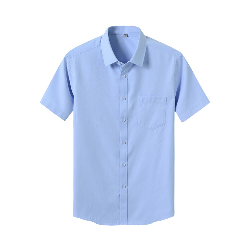 鸭鸭(47.6%棉)2021新款男士短袖蓝色衬衫商务职业正装春季韩版打底衬衣