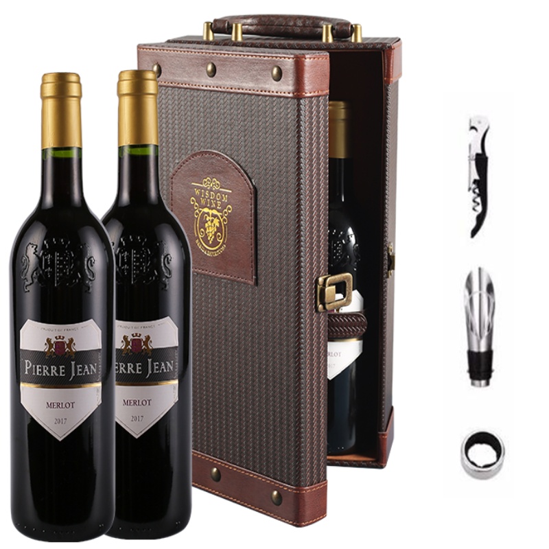 达颜法国皮埃尔梅洛干红葡萄酒750ml*2礼盒装