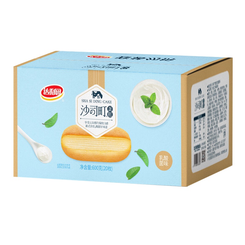 达利园沙司町蛋糕乳酸菌味600g(20枚)量贩箱装 代餐早餐面包营养办公室休闲零食