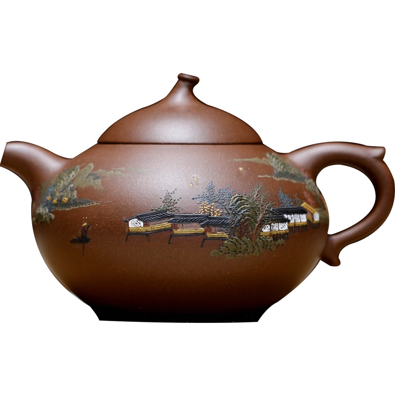 询价 胖瓜原矿紫泥彩绘名家施昌纯全手工正宗宜兴紫砂壶家用茶具 泥绘王子 施昌手工制作