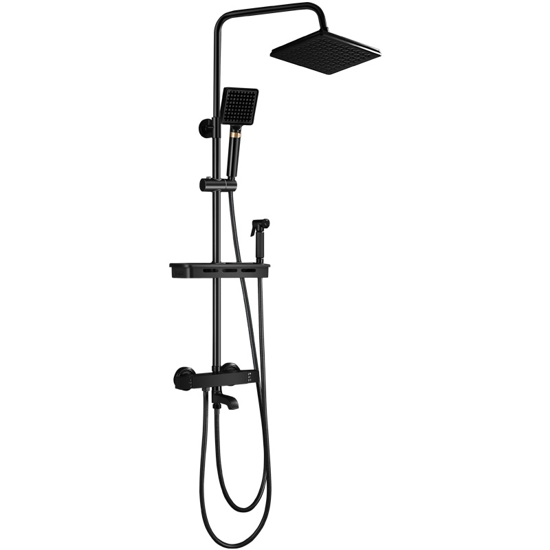 正山黑色淋浴花洒套装智能恒温家用卫生间卫浴北欧增压沐浴器浴室淋雨喷头