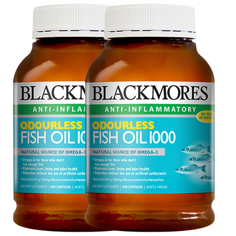 2件装丨BLACKMORES深海无味鱼油400粒/瓶装 高含量DHA 膳食营养补充剂 澳洲进口