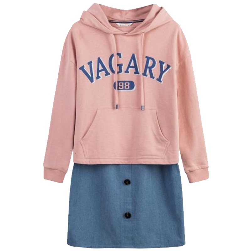 【热卖】chic两件套裙女神2019春夏新款时尚气质运动学生卫衣半身裙套装潮20011666