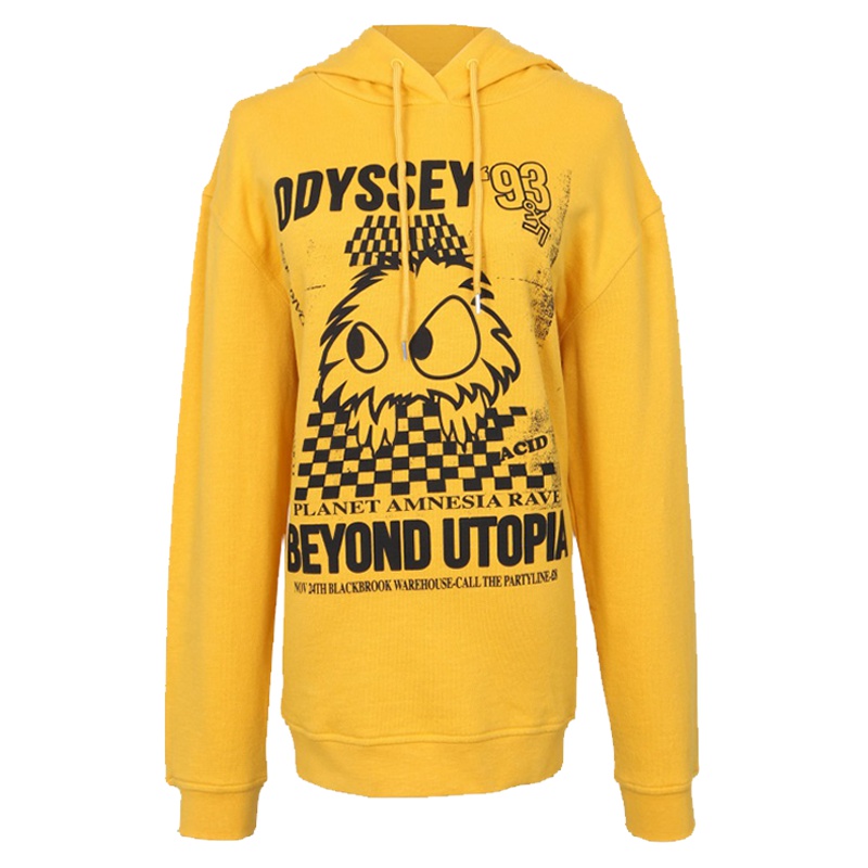 MCQ女士黄色棉质套头连帽卫衣481637 RLJ22 7041