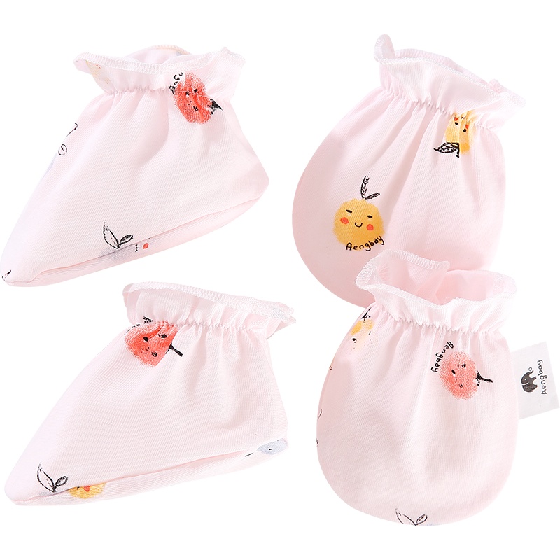 Aengbay 婴儿手套防抓脸神器新生儿护手套脚套夏季薄款可啃咬幼儿